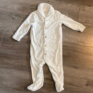 Ralph Lauren White Onesie With Collar and Gold Buttons - Soft Velvet Feel